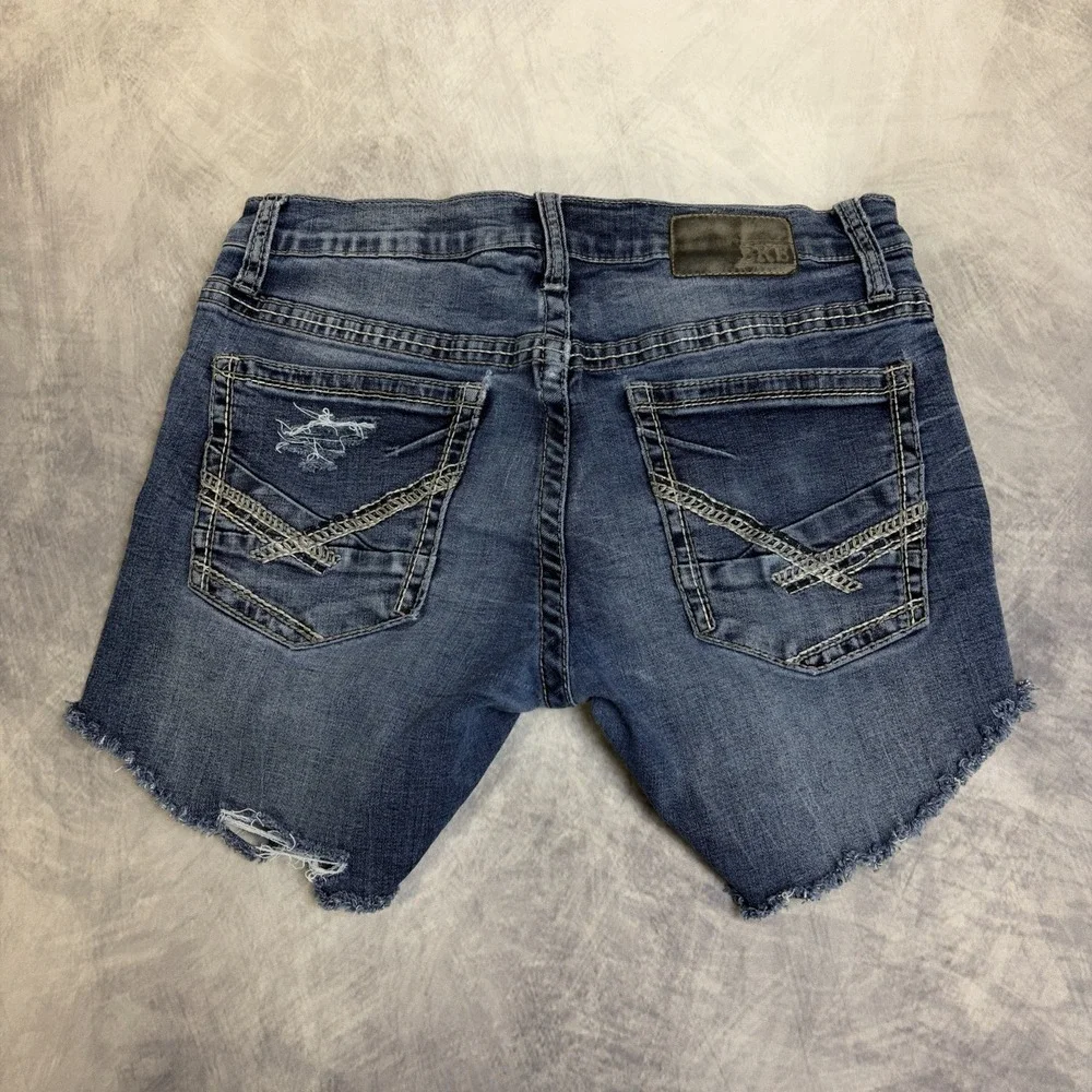 BKE Jake 34R Denim Jean Shorts‎ Blue Distressed Cutoff Frayed Hem